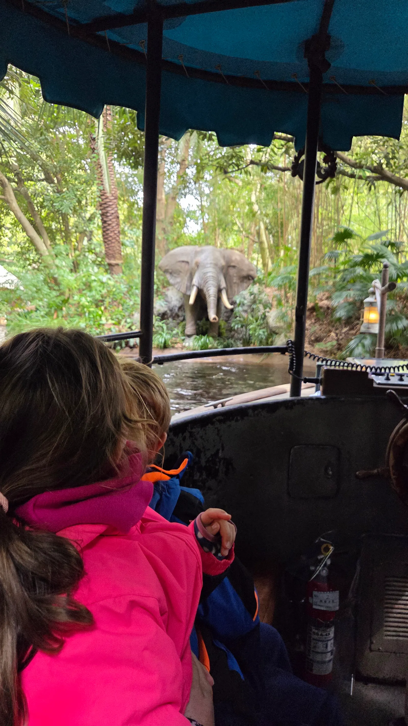 Children watching an elephant on the Jungle Cruise ride, Tokyo Disneyland